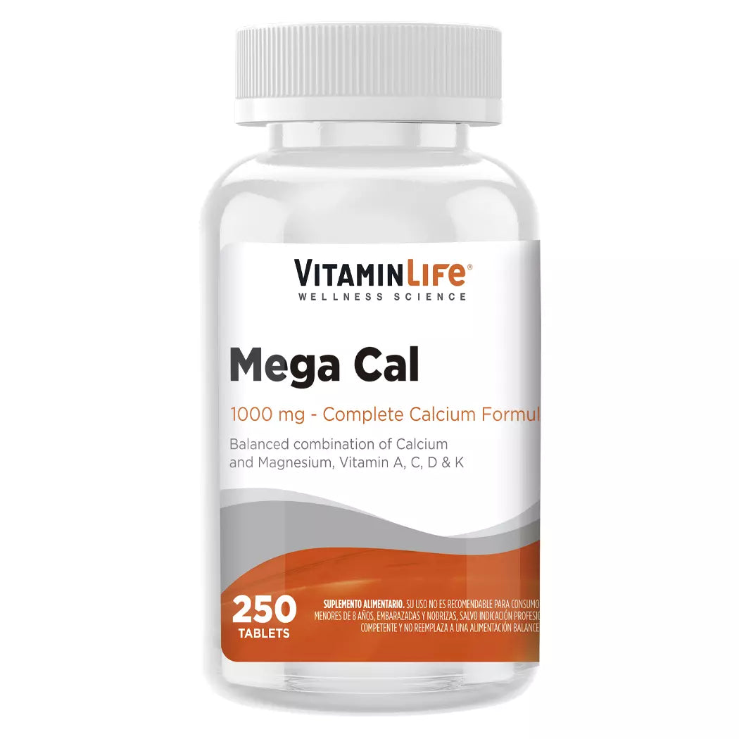 Mega Cal 250 cápsulas - VitaminLife Calcio + Magnesio + Vitaminas 1.000mg