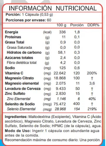 Selenio + Vitamina C + Magnesio 60 Cápsulas / 530mg - FNL