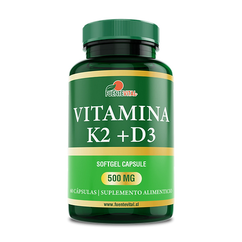 Vitamina K2 + D3 60 Cápsulas / 500mg - Fuente Vital