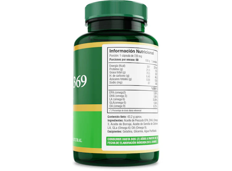 Omega 3 6 9 - 60 Cápsulas / 720mg - Fuente Vital